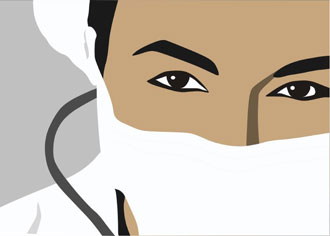 Drawing doctor with face mask