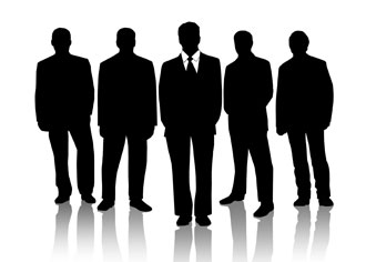 Silhouette of group of men