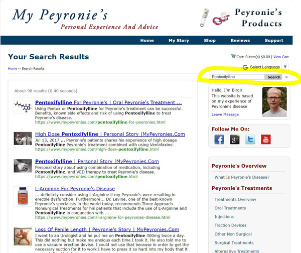 How to search for topic on My Peyronies website