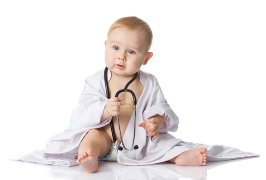 Baby playing doctor